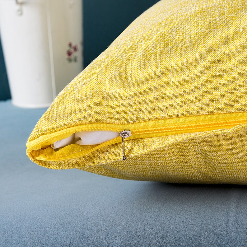 Solid Cotton Linen Pillow Cover 18 X 18 Throw Pillowcasesofa Etsy