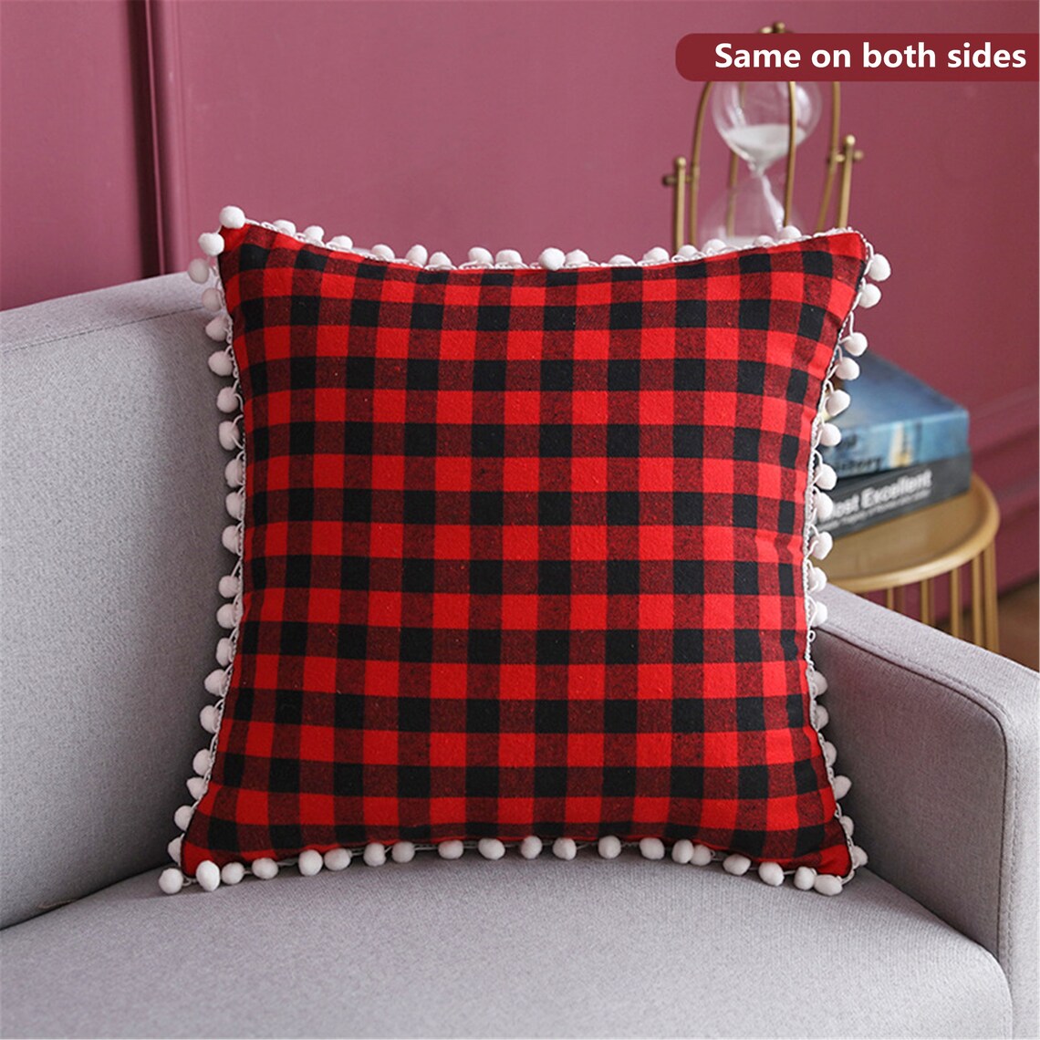 Christmas Pillow Covers 18x18 Red and Black Check Plaid Xmas Etsy