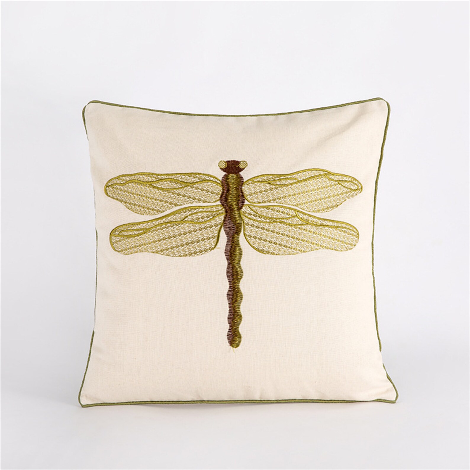 Dragonfly Pillow Covers 18 X 18embroidery Linen Etsy