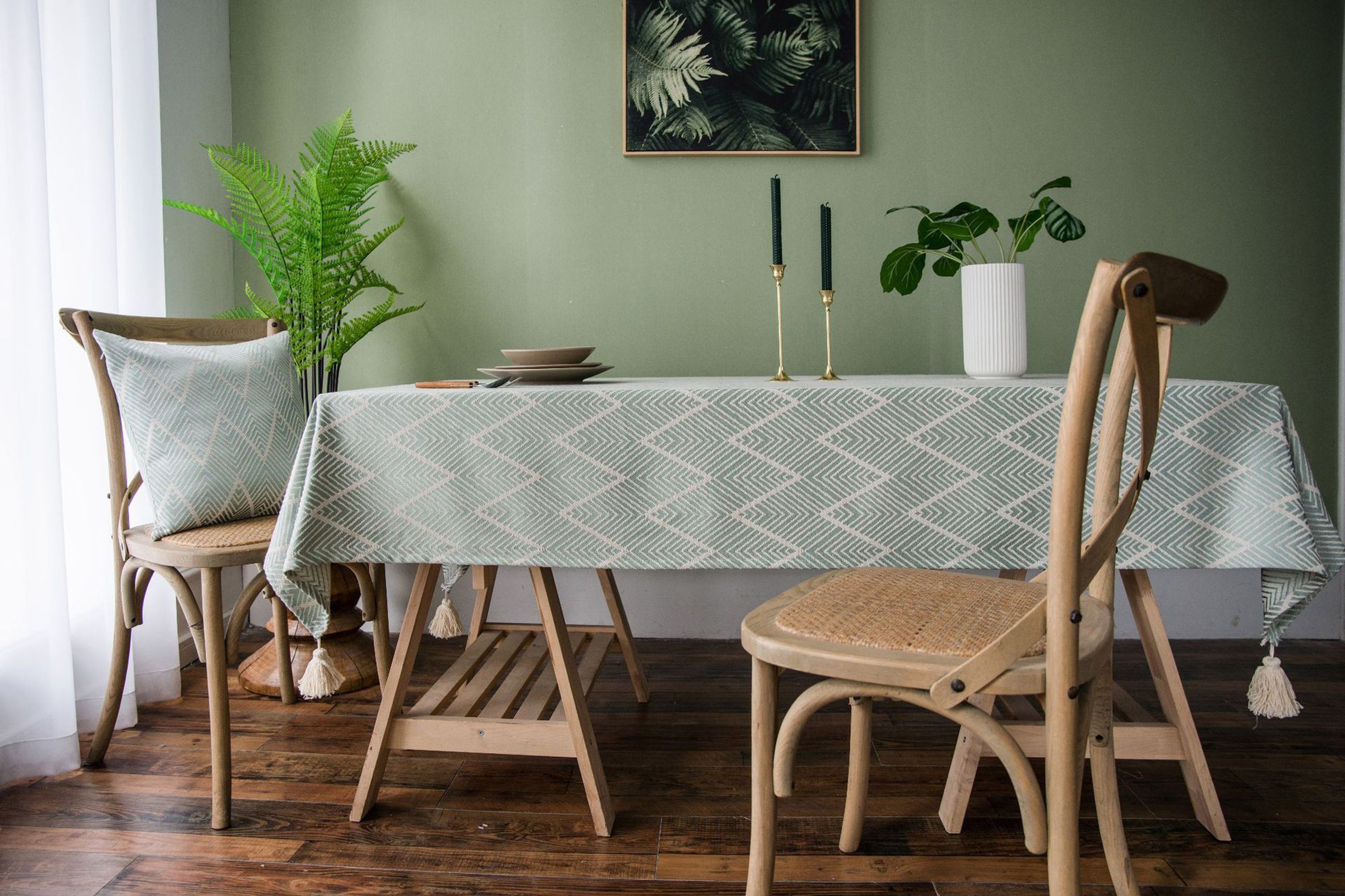High Quality Green Rectangular Geometric Stripe Tablecloth Etsy