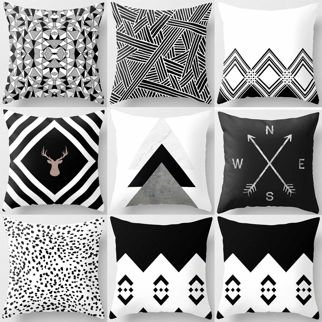 Black and White Pillow Coverthrow Pillowcase16 X 1618 X Etsy
