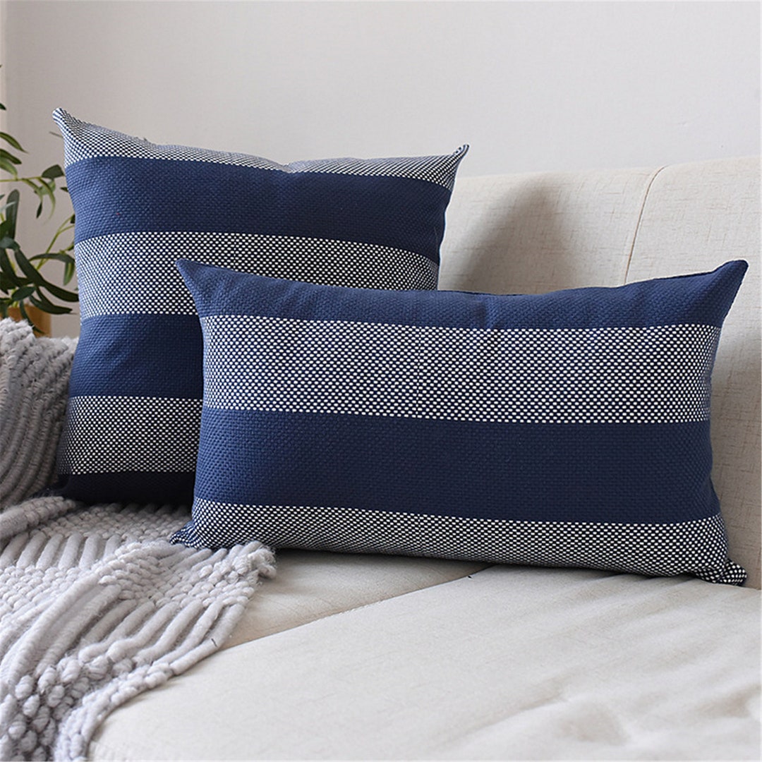 Striped Navy Blue Pillow Covers 18 X 1812 X 20throw Pillow - Etsy
