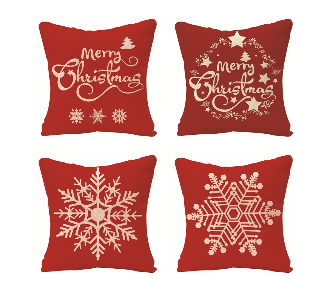 Red Christmas Pillow Covers 16 X 1618 X 1820 X 2024 X 24 Etsy