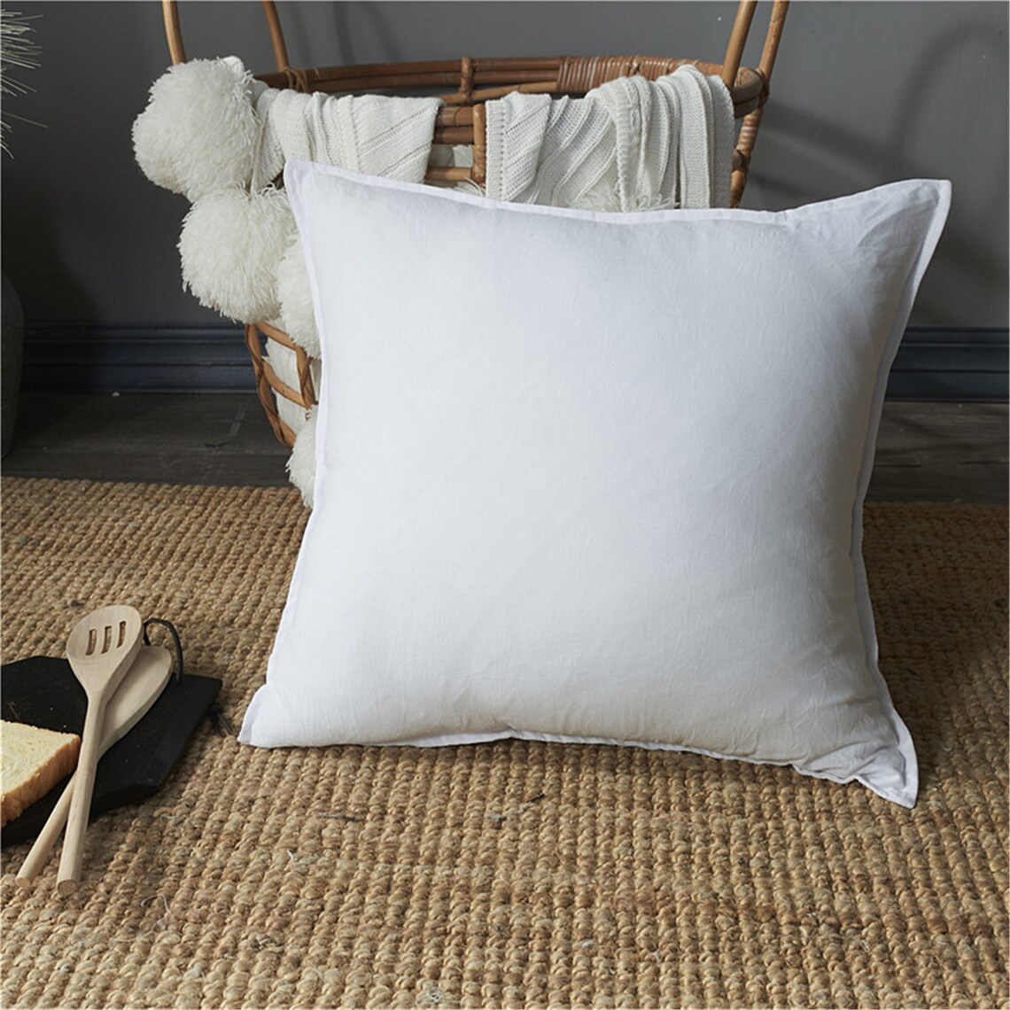 Solid color edging Throw Pillow covers 18 x 18Gray series Etsy