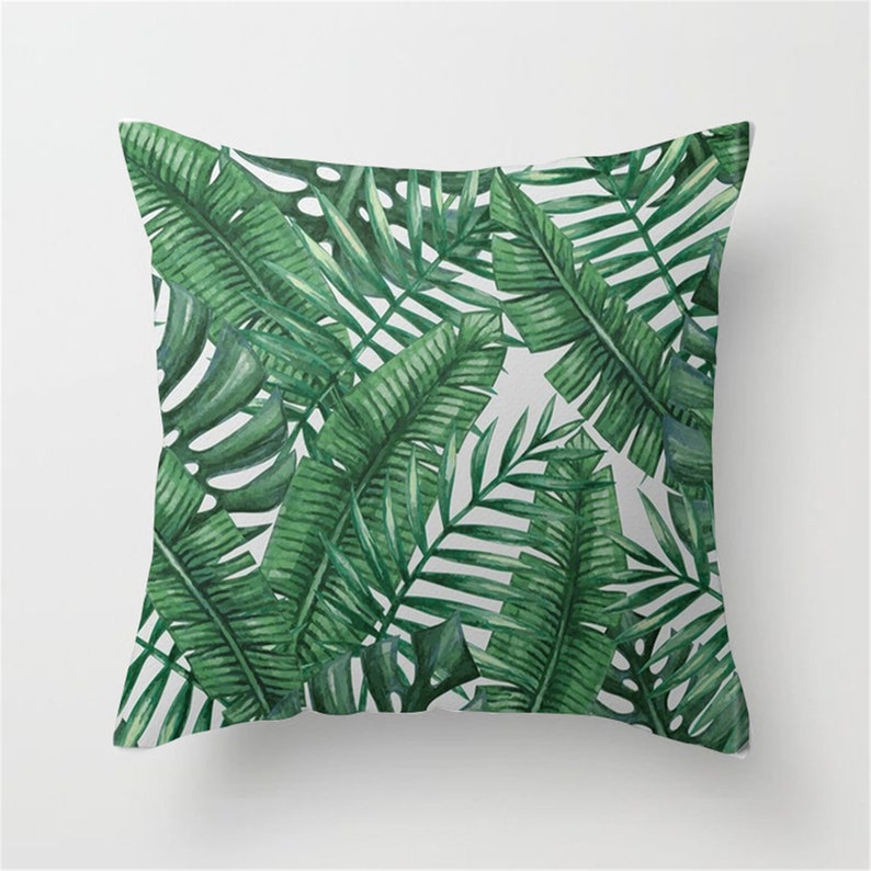Green Leaf Pillow Coverthrow Pillowcase16 X 1618 X 1820 X Etsy