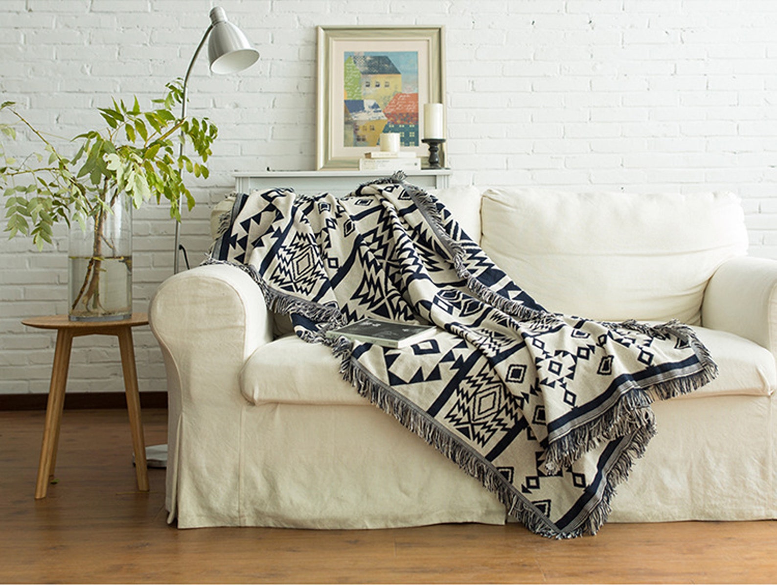 Boho Jacquard Fringed Throw Blanket/sofa Blanket/woven Etsy