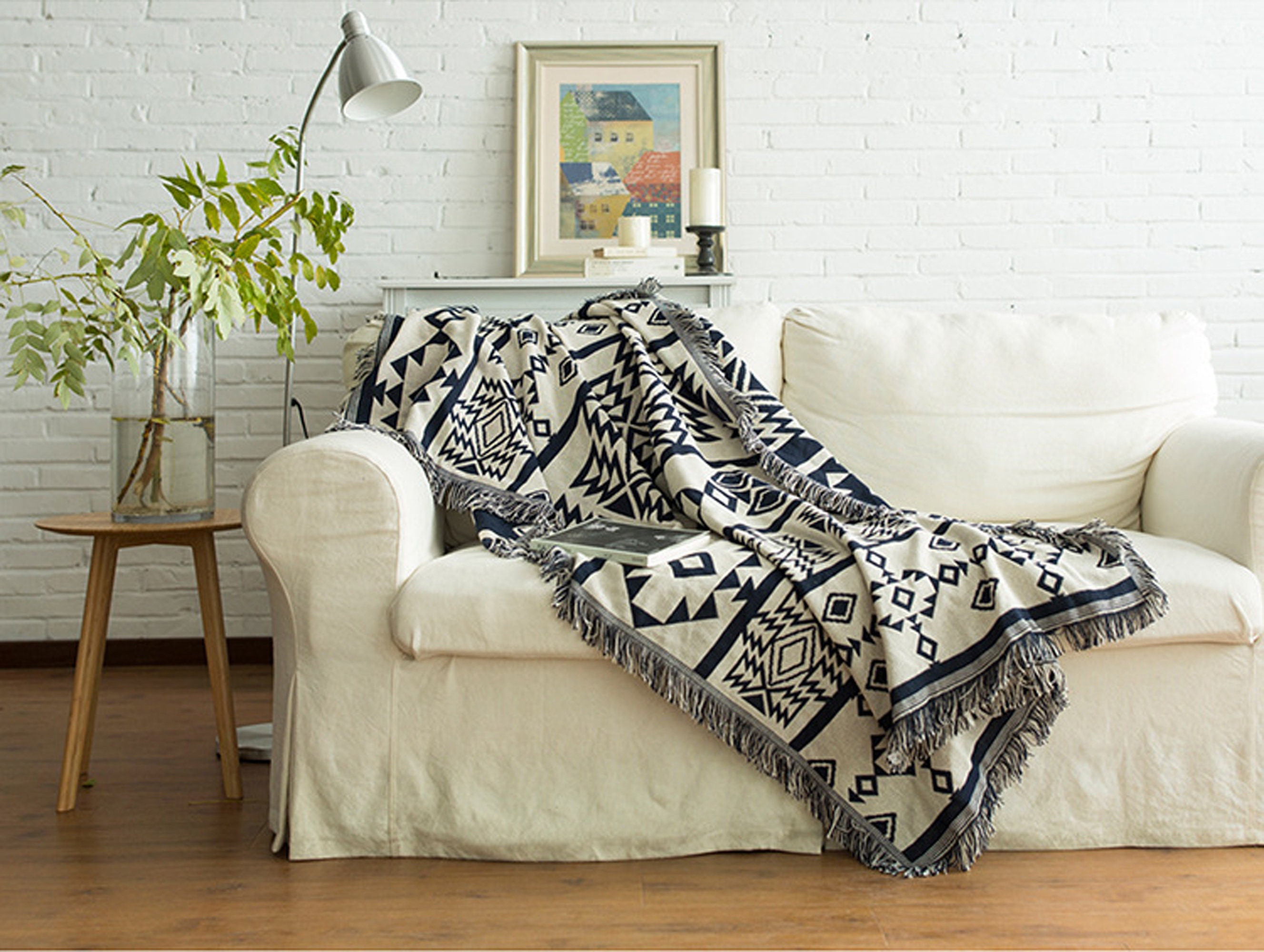 Boho jacquard Fringed Throw Blanket/Sofa Blanket/Woven Etsy