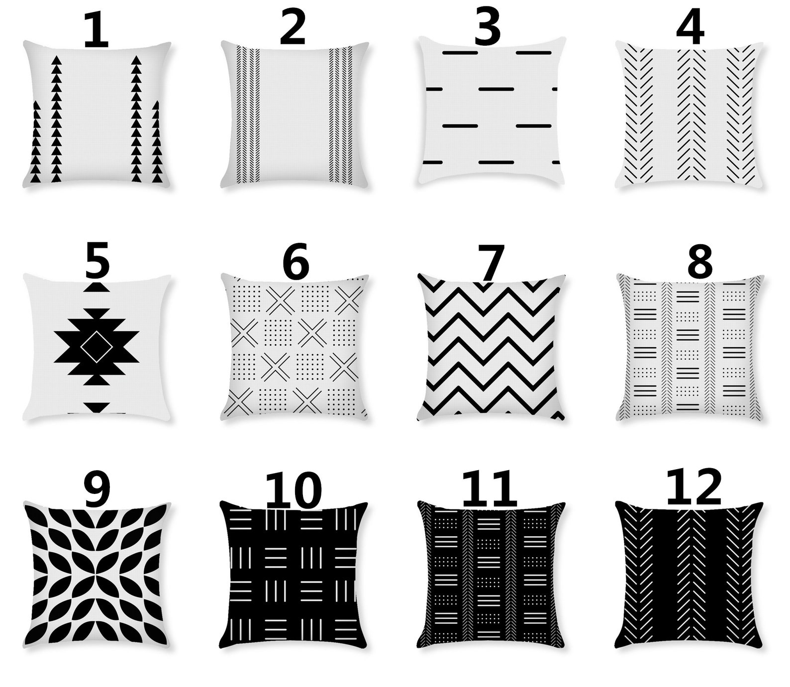 Pillow Covers Black and White 16 X 1618 X 1820 X 20 Throw Etsy