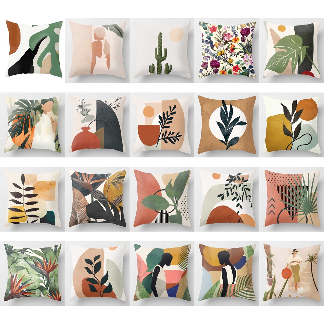 Modern Abstract Art Throw Pillow Cover Leaf/plant Pillow Case Sofa