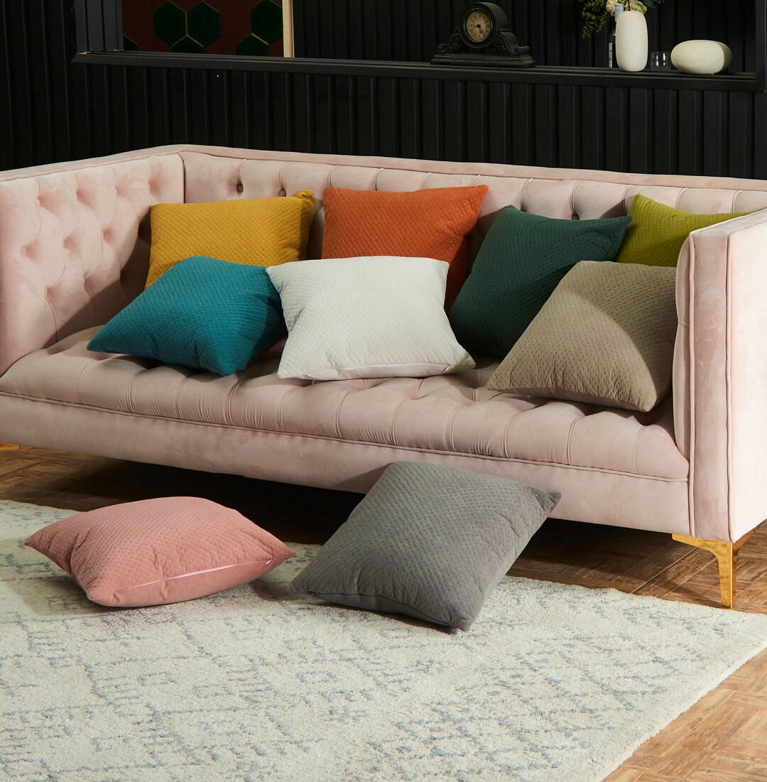 Embossing Velvet Pillow Covers 18 X 18solid Color Throw Etsy