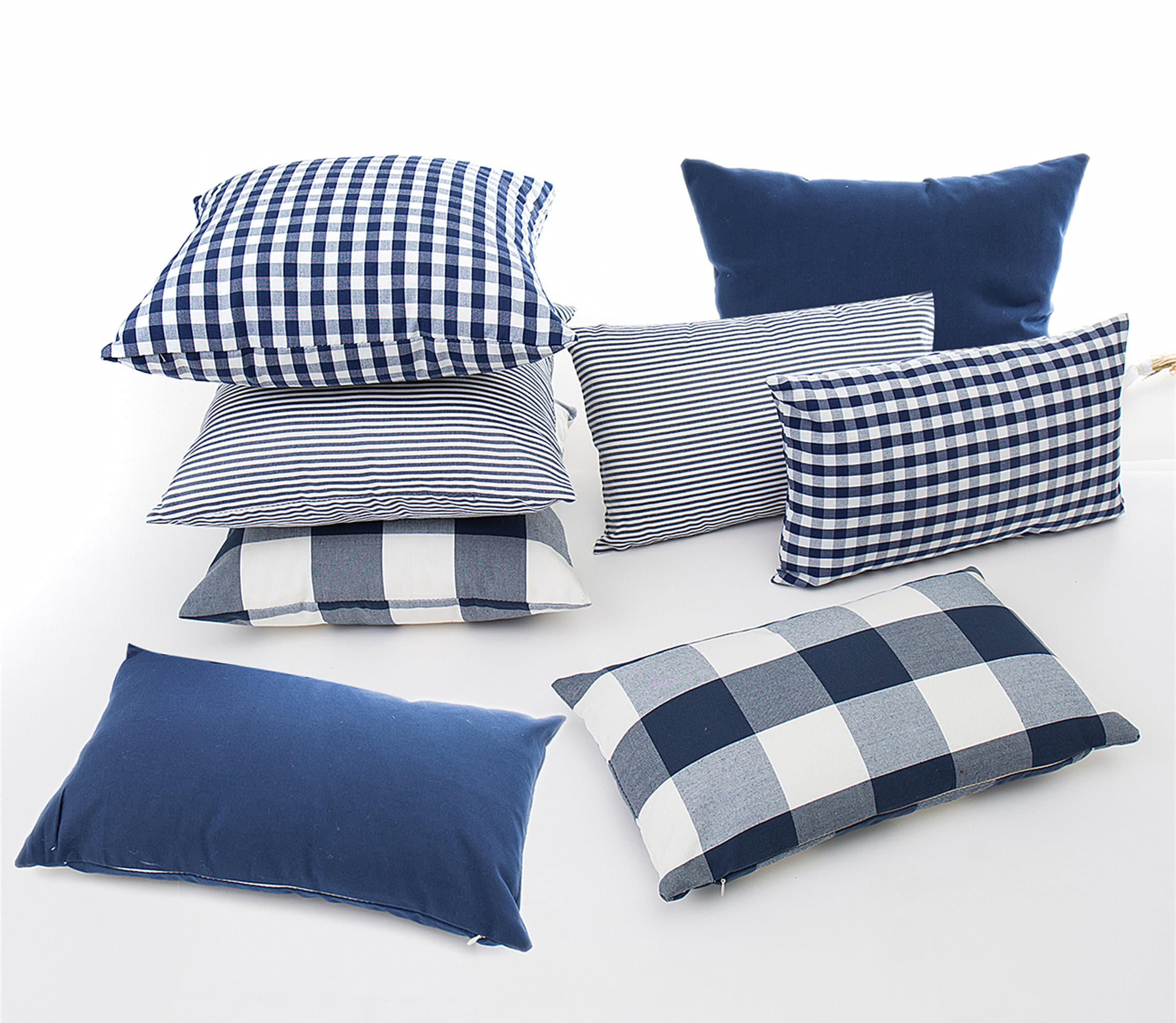 Navy blue Cotton Plaid/stripe Pillow Cover 12 x 2018 x 18 Etsy