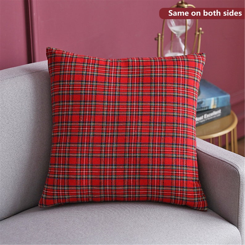 Christmas Pillow Covers 18x18 Red and Black Check Plaid Xmas Etsy
