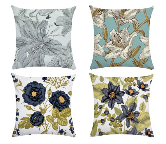 Flower Pillow Cover 16 X 16 18 X 18 20 X 20 24 X 24 throw Pillow