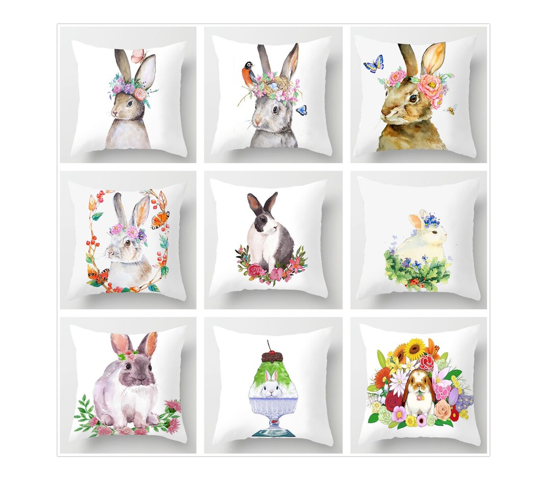 Rabbit Pillow Coversthrow Pillow Caseslumbar Pillowcasesfor Etsy
