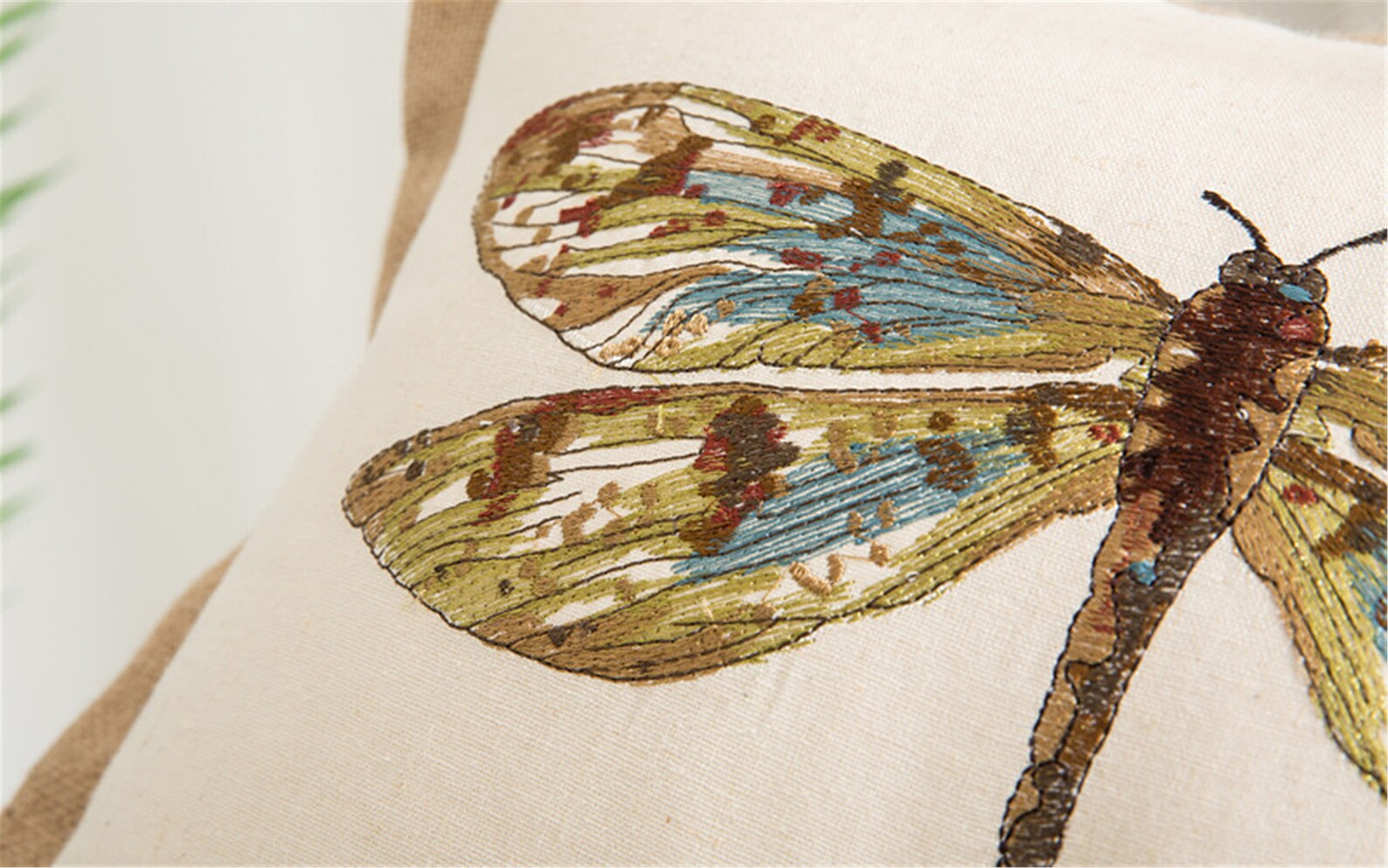 Dragonfly Pillow Covers 18 X 18embroidery Linen Etsy