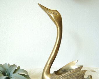 Vintage Brass Swan Planter