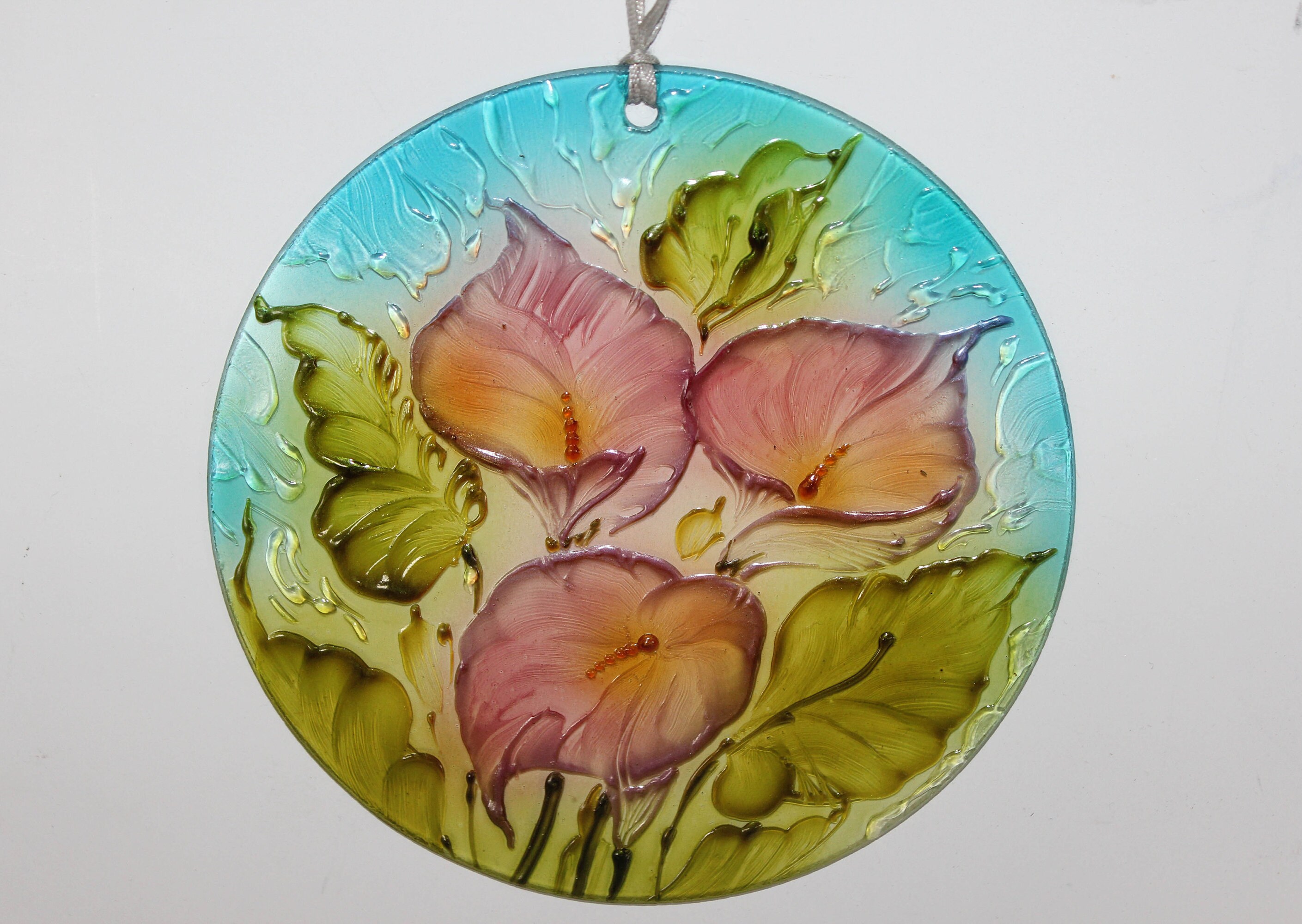 Ornament Calla Lily Glass Suncatcher Stained Glass Window Etsy