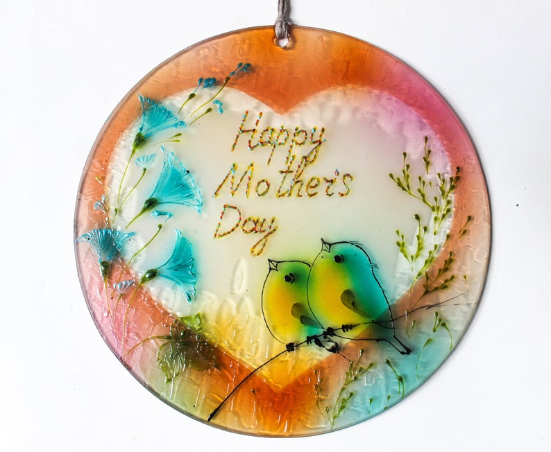 Glass Ornaments Custom Ornament Holiday Ornament Bluebird Ornament Mother/'s Day Ornament Glass Suncatcher Family Ornament Keepsake Ornament