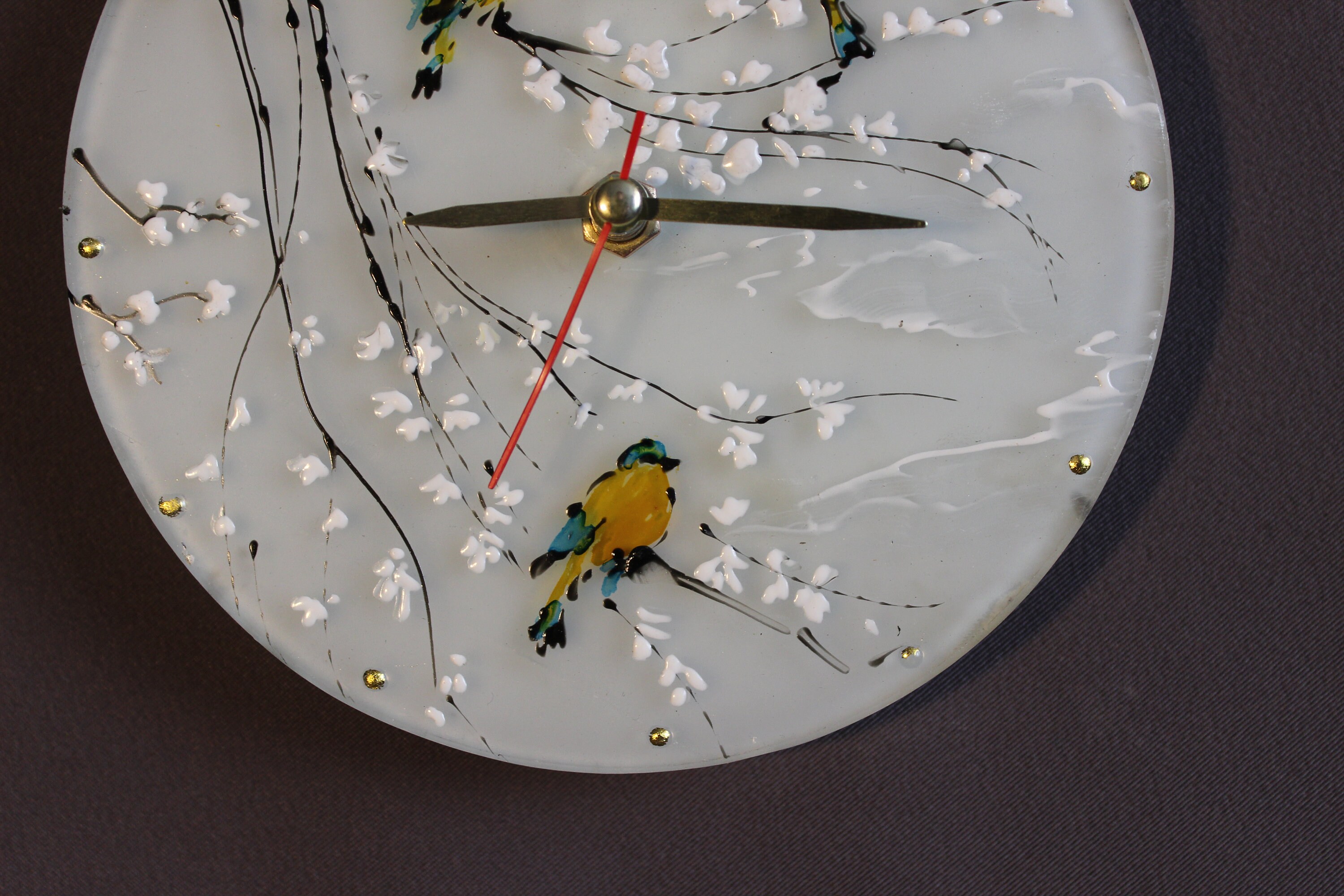 Hand Painted Small Clock Bird Clock Modern Clock Wedding Gift Etsy