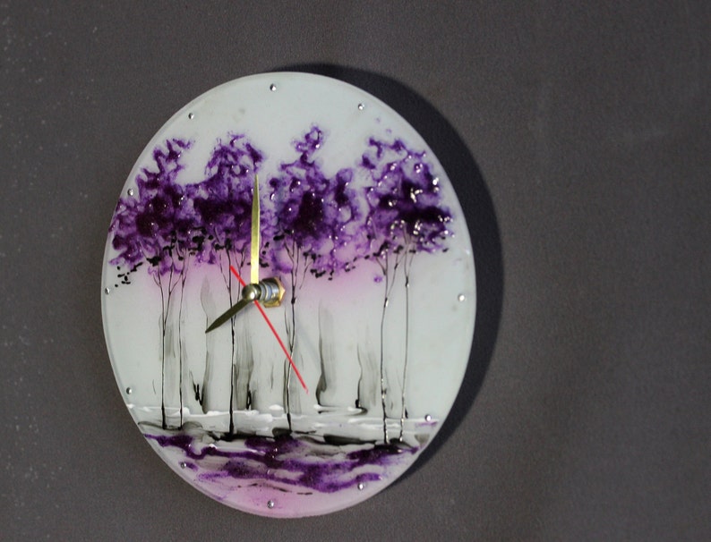 Purple Wall Clock Unique Gift Small Clock Housewarming Gift Etsy