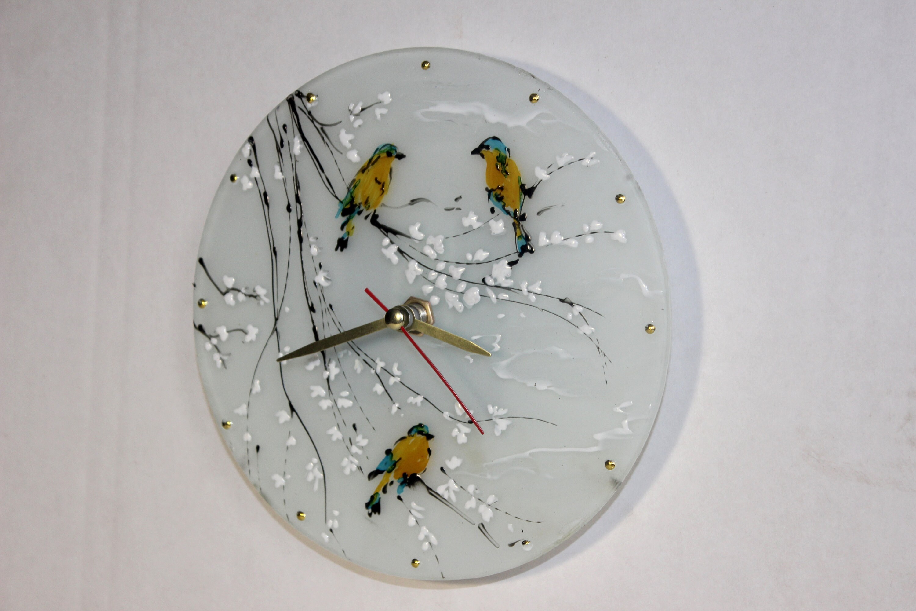 Hand Painted Small Clock Bird Clock Modern Clock Wedding Gift Etsy