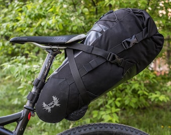 Waterproof bike saddle bag 19L | Bike seat bag | Bicycle travel accessories | Bikepacking, Bike gear| Cycling gift