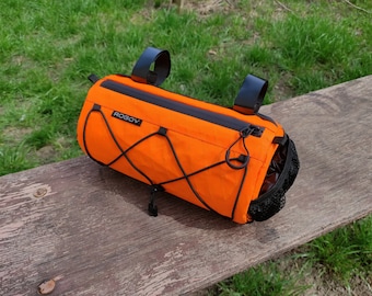 Bike Handlebar Bag: Bikepacking Barrel Bag with Cover