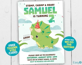 Dinosaur Birthday Invitation, Dinosaur Invitation, Boy Invitation, Dinosaur Party, Birthday, Boy, Baby, Invite, Printable, Digital