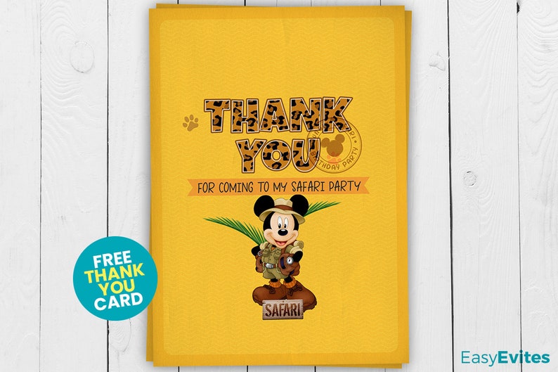 Mickey Mouse Safari Birthday Party Passport Invitation, Mickey, Safari, Party, Invite, Printable, Personalized, Digital, custom image image 2