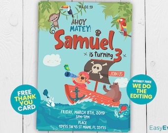 Pirate Birthday Invitation, Invitation, Boy Invitation, Party, Birthday, Adventure Party, Pirata, Invite, Printable, Personalized, Digital