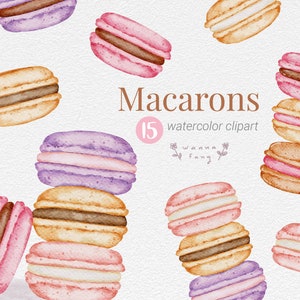 Macarons Clipart Aquarell, Cookie Clip Art, französische Macarons, Instant Download PNG