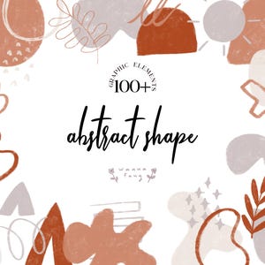 Hand Drawn Abstract Shape Clipart: Organic Boho Graphics (PNG, Instant Download)