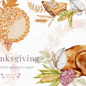 Erntedank Aquarell Clipart, Herbst Aquarell Clipart, Sofort Download, PNG