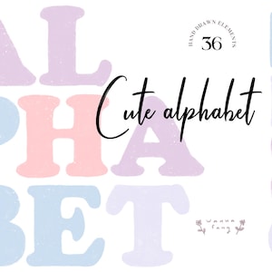 Alfabeto lindo dibujado a mano para niños, fuente divertida, clipart de letras coloridas, ilustraciones abc, alfabeto pastel, alfabeto arcoíris, digital, PNG