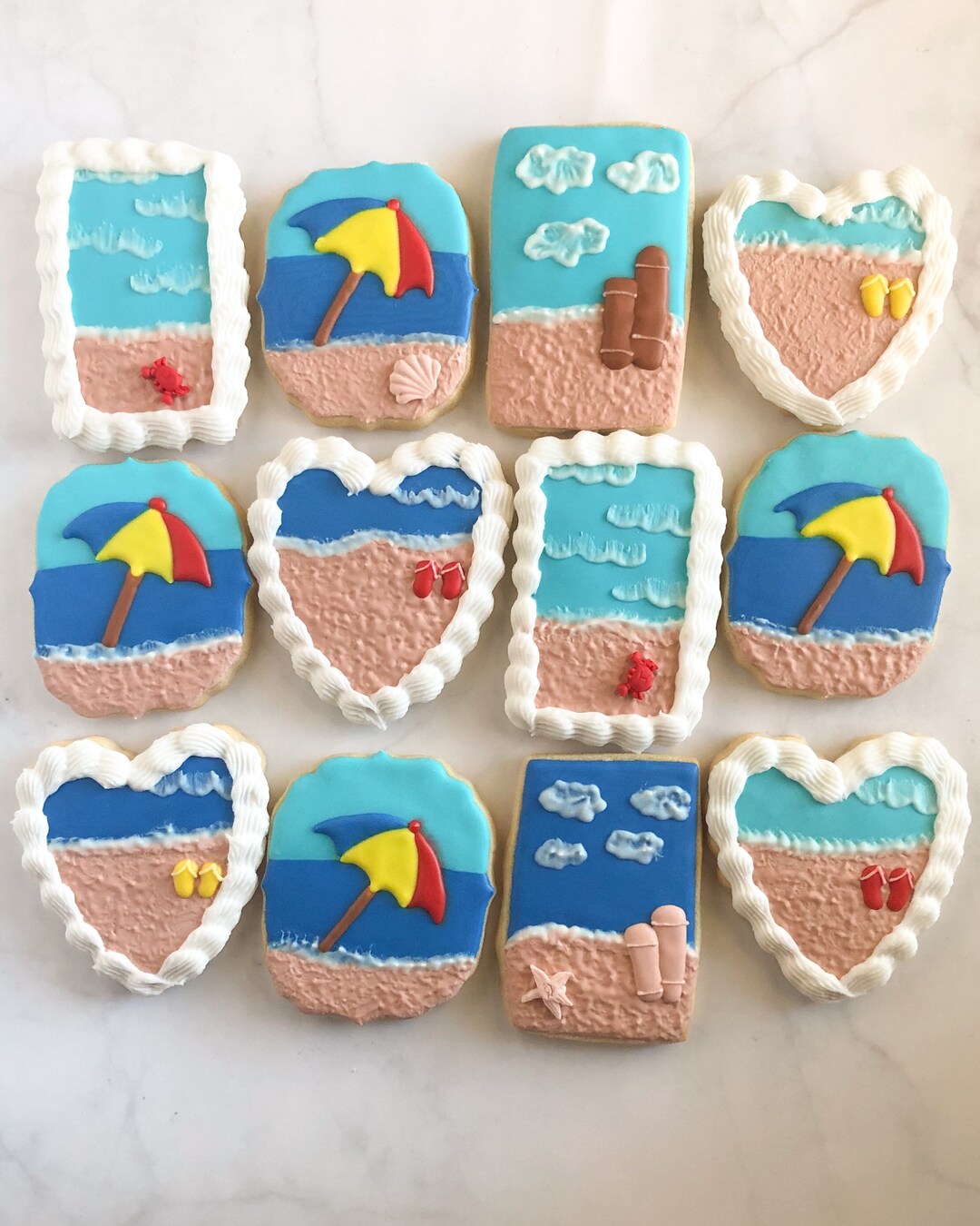 Beach Cookies/ Beach Wedding Cookies / Birthday Beach Cookies 1 Dozen ...