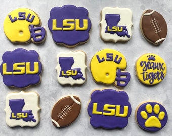 LSU Football themed decorated cookies