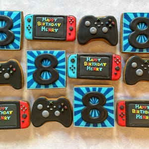 Game controllers (consoles ) themed birthday cookies, gaming cookies