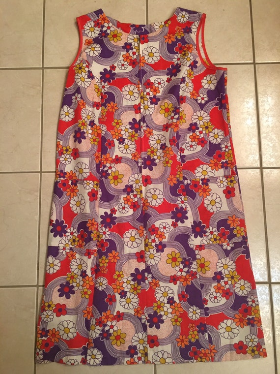 1960s flower power mini dress - mini skirt retro