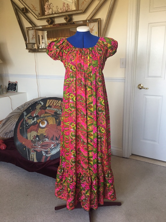 1960s hippy boho dress - May 1970s maxi vintage dr