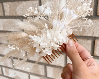 Bridal dried flower hair comb