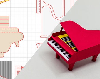 Grand Piano SVG, STUDIO3 and PDF for Silhouette Cameo or Brother ScanNCUT or other Cutting Machine, digital Download.