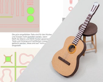 Guitar and chair SVG, STUDIO3 and PDF for Silhouette Cameo or Brother ScanNCUT or other Cutting Machine, digital Download