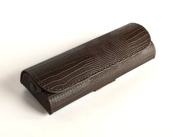 Horizontal Waist Belt Case for Glasses, Brown  Eco Leather Glasses Case with Belt Loop