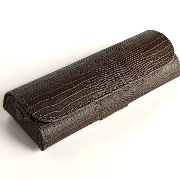 Horizontal Waist Belt Case for Glasses, Brown  Eco Leather Glasses Case with Belt Loop