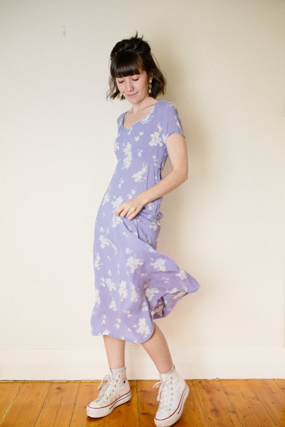 Vintage Lilac Purple Floral Dress