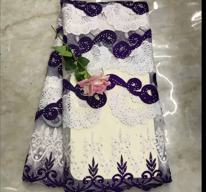 2019 New Designs African Lace Fabric With Big stone African Lace Embroidery Guipure Lace Trim High Quality for Nigerian Dress FREE DELIVERY