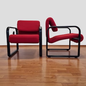 Pair of Red Armchairs by Arflex, Italy 90s