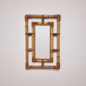 Vintage Bamboo Mirror, Italy 70s