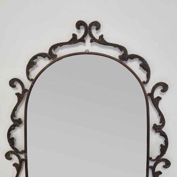ON HOLD Vintage Brass Mirror, Italy 50s