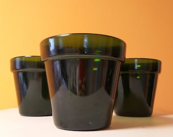 1 of 12 Vintage Orchid Pots, Green Glass Orchid Vase, Aldo Franco Design, Italy 80s